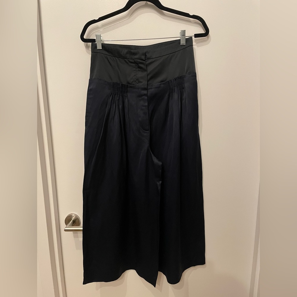 Sportmax black/navy gathered front satin pant - cropped